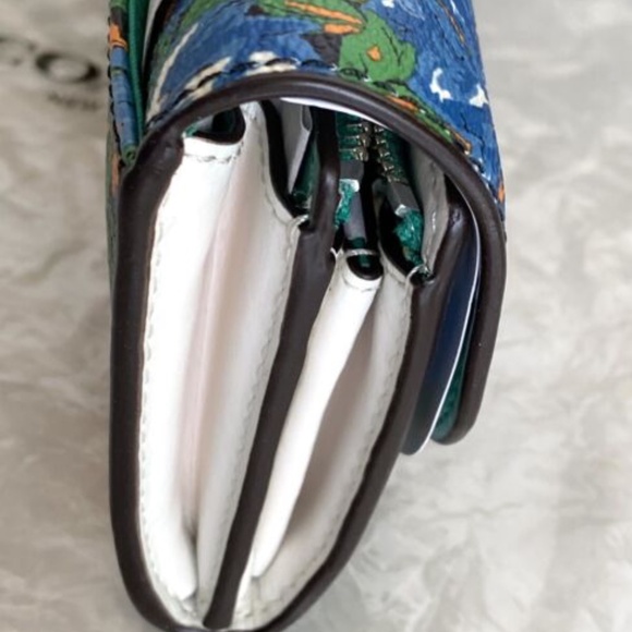 Nwt Coach Blue Rose Meadow Snap Accordion Wallet - Picture 7 of 7